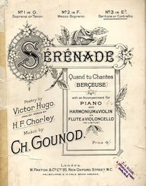 Serenade (Berceuse) - for Baritone or contralto from Popular songs with accompaniment of pianoforte & violin or violoncello
