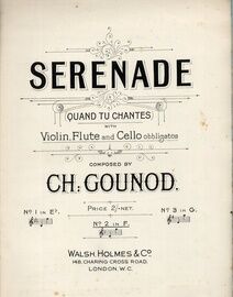 Serenade (Quand tu Chantes) - For Voice and Piano with Violin, Flute and Cello Obbligatos - In the Key of F Major