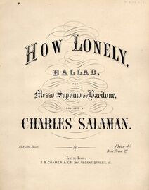 How Lonely - Ballad - For Mezzo Soprano or Baritone and Piano