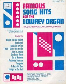 Famous Song hits for the Lowrey Organ - Holiday : Heritage : Lincolnwood Models