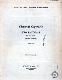 Coperario - Two Fantasias for Two Viols (Or Violin and Viola) - Edition Schott No. 10795 - Viola da Gamba Publication No. 13