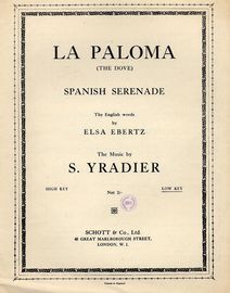 La Paloma (The Dove) - Spanish serenade - Song in the key of B flat for lower voice