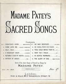 Madame Patey's Sacred Songs - As Sung by Madame Patey