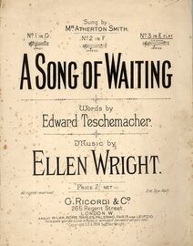 A Song of Waiting - Song in the Key of E Flat - For High Voice