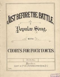 Just Before the Battle - Popular Song - Chorus for Four voices - For S.A.T.B and Piano - Hart and Co edition No. 513