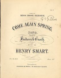 Come Again Spring - Song - As sung by Miss Rose Hersee