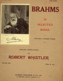 Brahms - 15 Selected Songs - For Low Voice - Book 1 - English and German Words - Featuring Brahms