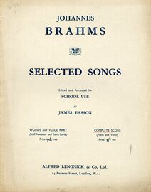Brahms - Selected Songs - Edited and Arranged for School Use (Piano and Voice)