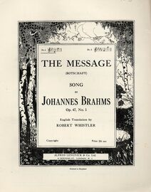 Brahms - The Message (Botschaft) - Song in the Key of G Minor for Low Voice - Op. 47, No. 1 - In German and English