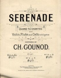 Serenade (Quand tu Chantes) - For Voice and Piano with Violin, Flute and Cello Obbligatos - In the Key of E flat Major