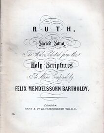 Ruth - A Sacred Song - Hart & Co edition No. 22 - For Piano and Voice