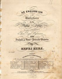 An English Air with Variations for the Pianoforte - Dedicated by express Permission to their Royal Highnesses, the Duchess of Kent & Princess Victoria