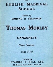 Canzonets for Two Voices - The English Madrigal School - Edited by Edmund H. Fellowes