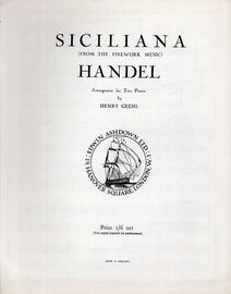 Siciliana - From "The Firework Music" - Arranged for Two Pianos