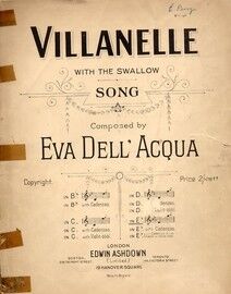 Villanelle -  With The Swallow - Song - In the key of E flat major with Cadenzas