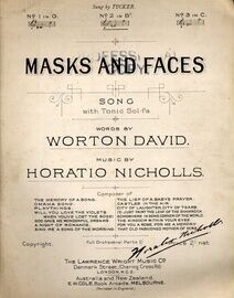 Masks and Faces - Song in the Key of B flat Minor for Medium Voice