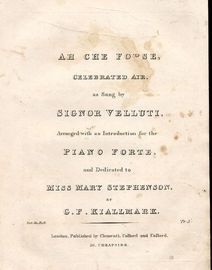 Ah Che Forse - Celebrated Air as sung by Signor Velluti arranged with an introduction for the Piano Forte and dedicated to Miss mary Stephenson