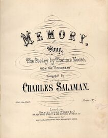 Memory - Song - From Thomas Moore's "The Epicurean"