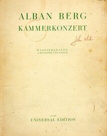 Berg - Kammerkonzert - For 2 Pianos and Violin - Universal Edition No. 8439