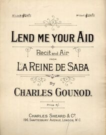 Lend Me Your Aid - Recit and Air from La Reine de Saba - In the Key of B flat for Low Voice