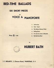 Bed Time Ballads - Six Short Pieces for Voice and Pianoforte