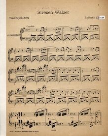 Sirenen Walzer - Ferd. Beyer, Op. 92