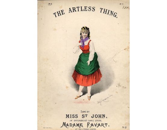  | Cover Only - The Artless Thing - Sung By Miss St John in Offenbach's Comic Opera 'Madame Favart' at The Strand Theatre
