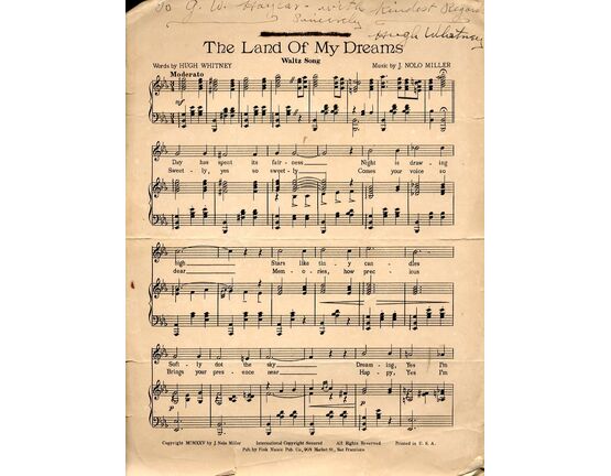  | The Land of my Dreams - Waltz Song - Autographed by Hugh Whitney