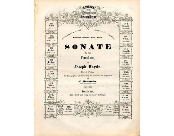 10083 | Sonate No. 18 in F dur - Sonaten fur das Pianoforte von Joseph Haydn series No. 18