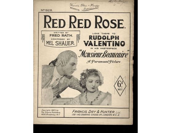 10084 | Red Red Rose - Love Theme to Rudolph Valentino in "Monsieur Beaucaire"