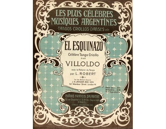 10129 | El Esquinazo - Celebre Tango Argentin - For Piano Solo - With instructions for the dance - French Edition