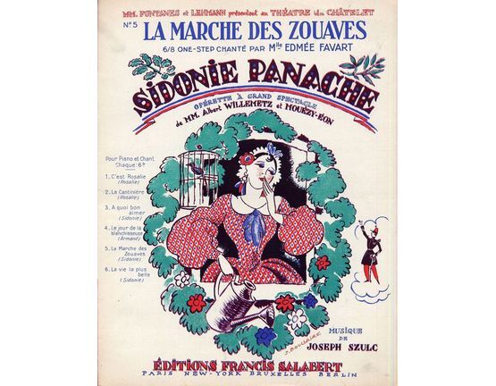 10129 | La Marche des Zouaves - 6/8 one step chante de L'Operette "Sidonie Panache" - For Piano and Voice with Ukulele chord symbols - French Edition