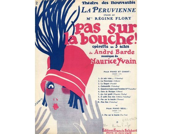 10129 | La Peruvienne - De L'Operette "Pas Sur La Bouche" - For Piano and Voice - French Edition