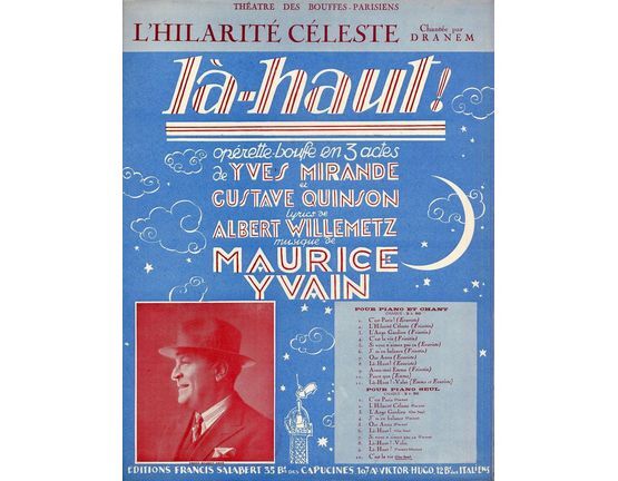10129 | L'Hilarite Celeste - De L'Operette Bouffe "La Haut" - Chantee par Dranem -  For Piano and Voice - French Edition