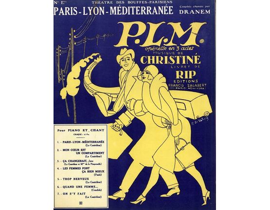 10129 | Paris-Lyon-Mediterranee - De L'Operette "P. L. M." - For Piano and Voice - French Edition