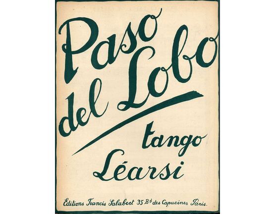 10129 | Paso del Lobo - Tango Milonga - For Piano Solo - French Edition