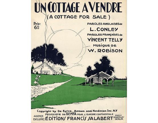 10129 | Un Cottage a Vendre (A Cottage for Sale) - Fox-trot Chante - For Piano and Voice with Ukulele chord symbols - French Edition