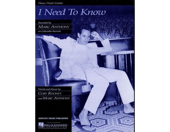 10141 | I Need to Know - Featuring Marc Anthony - Piano - Vocal - Guitar