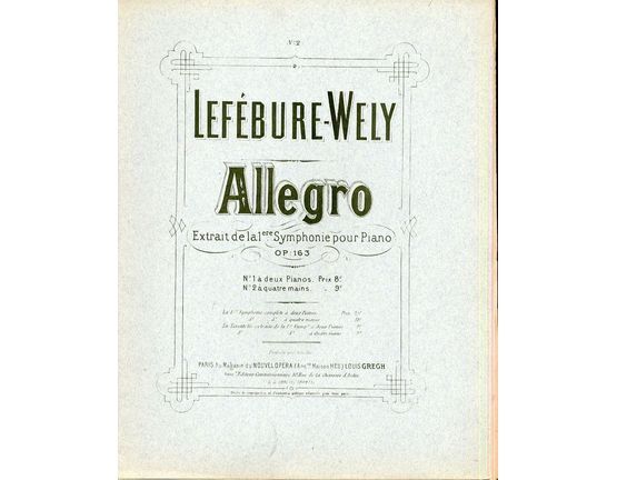 10157 | Allegro (Extrait de la 1ere Symphonie pour Piano) - No. 2 for Piano a quatre Hands -  Op. 163 - For Piano Duet - French Edition