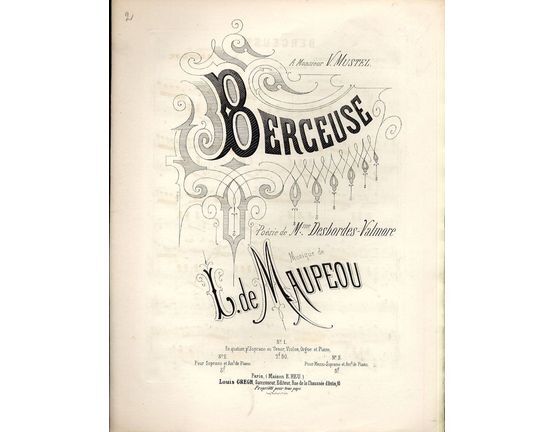 10157 | Berceuse - For Piano and Voice - French Edition