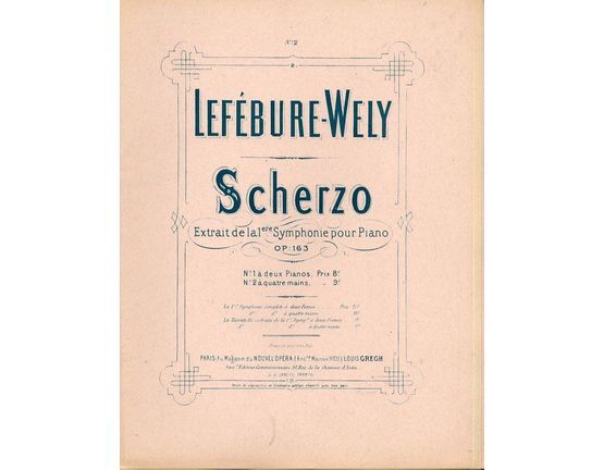 10157 | Scherzo (Extrait de la 1ere Symphonie pour Piano) - No. 2 for Piano a quatre Hands -  Op. 163 - For Piano Duet - French Edition