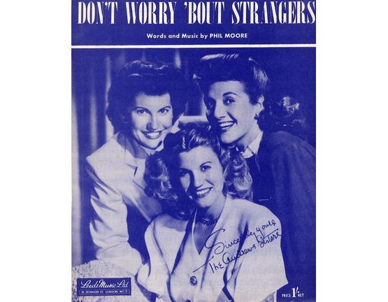 10203 | Don't Worry 'Bout Strangers - Featuring the Andrews Sisters - For Piano and Voice with Chord symbols