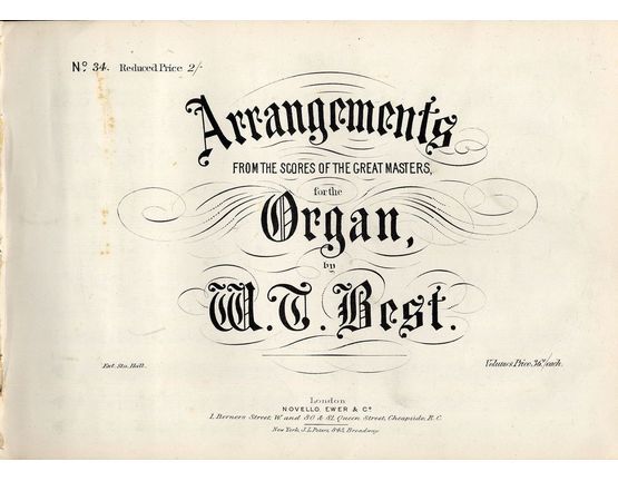 10217 | Arrangements from the Scores of the Great Masters - For the organ - No. 34