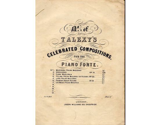 10281 | Felina Polka Mazurka (Or Redowa) - Op. 22 - No. 4 of Talexy's Celebrated Compositions for the Pianoforte series