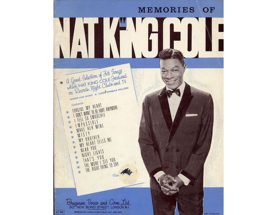 10299 | Memories of Nat King Cole - A great selection of hit songs which Nat King Cole featured on Records, Night Clubs and TV
