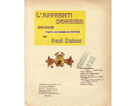10429 | L'Apprenti Sorcier - Scherzo d'apres une ballade de Goethe - For Piano Solo - French Edition