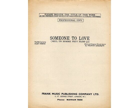 10501 | Someone To Love - Suel un Homme Peut Faire Ca - Song for Piano and Voice