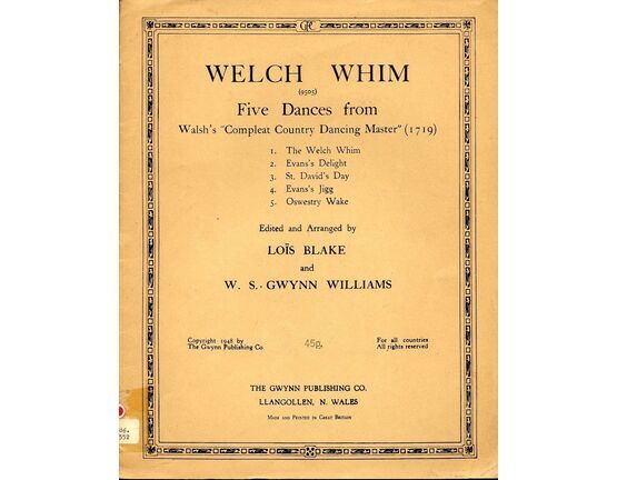 10544 | Welch Whim (9505) - Five Dances from Walsh's 'Compleat Country Dancing Master' (1719) - Arranged by Lois Blake