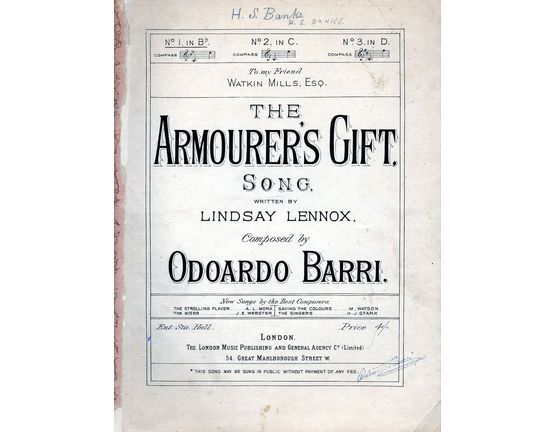 10610 | The Armourer's Gift - Song - Key of B Flat Major for Low Voice