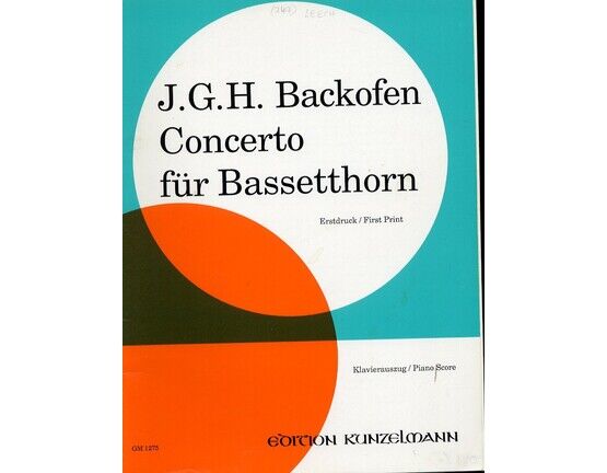 10636 | Backofen - Concerto fur Bassetthorn and Piano - Edition Kunzelmann GM 1275